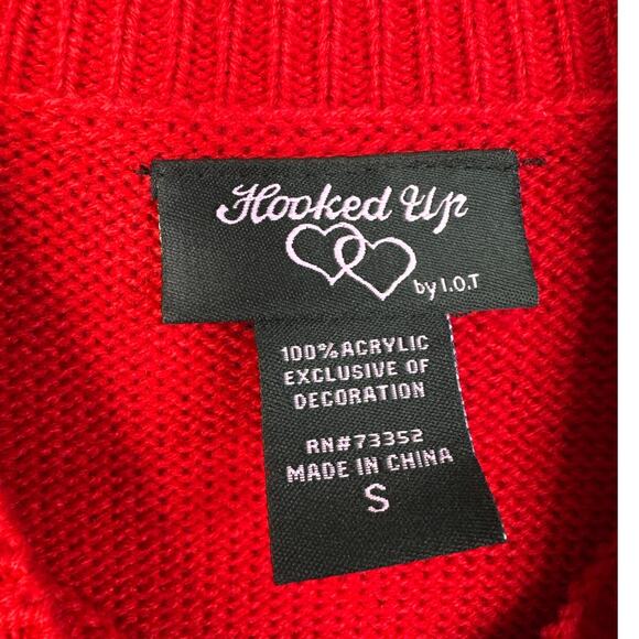 Hooked Up "#Squad Goals" Red Ugly Christmas Sweater Sequins - Picture 7 of 8